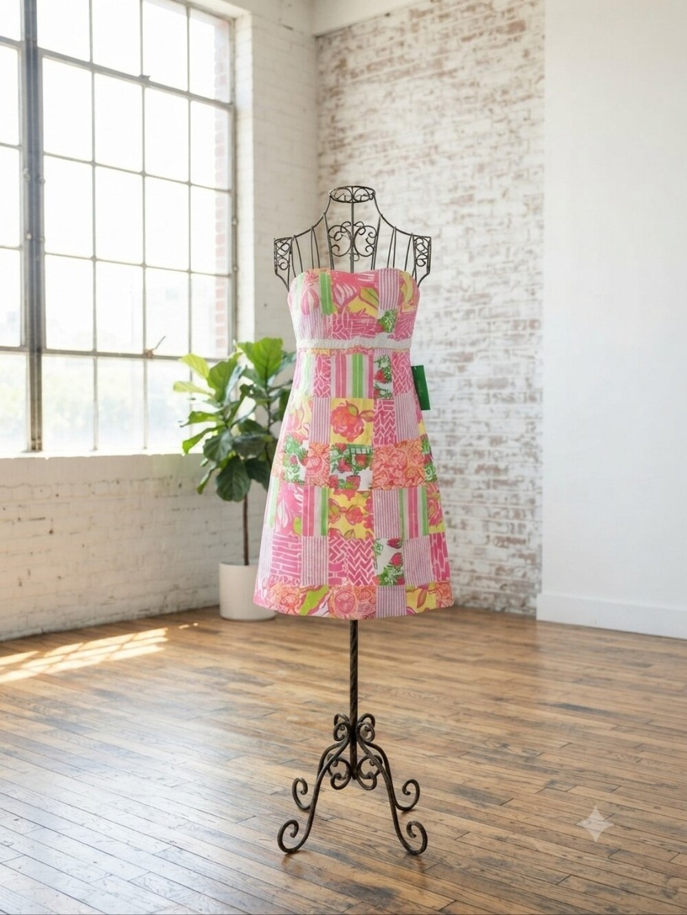 Lilly Pulitzer Pink Multi Patchwork Midi Dress